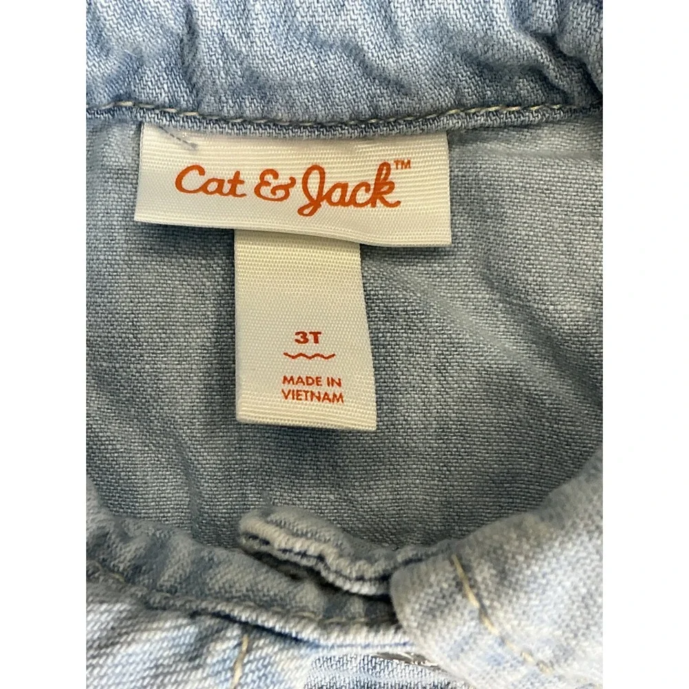 Cat & Jack Girls Denim Shirt Dress 3T‎ Light Wash Button Front Sleeveless